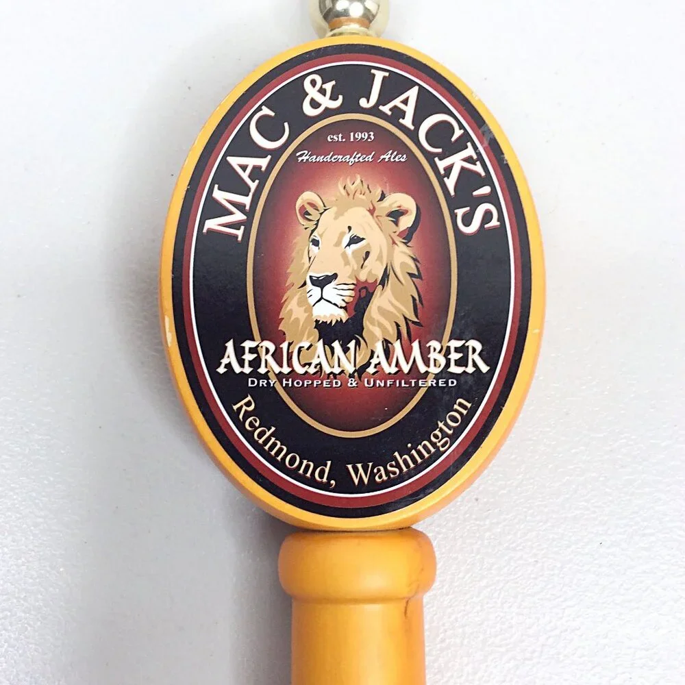 Mac & Jack's African Amber Beer Tap Handle Redmond‎ WA 9.25 Inches